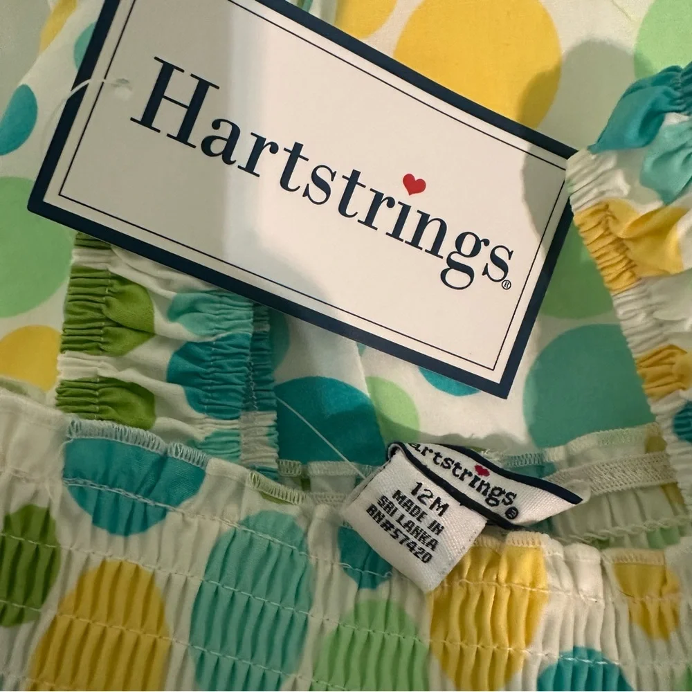 NEW Baby Girl Polka Dot Bubble Romper by Hartstrings size 12 months Adorable